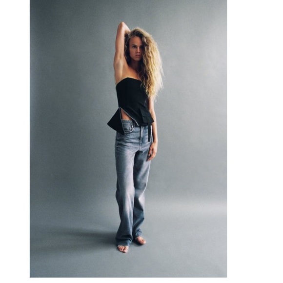 ZARA STRAPLESS ZIPPER BUSTIER TOP - Picture 4 of 12